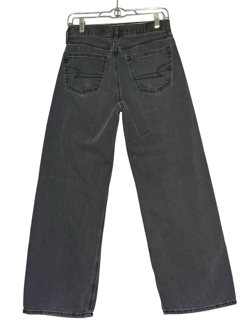 American Eagle Super High-Waisted Wide Leg Jeans Faded Black Size 2 Regular - Picture 3 of 16